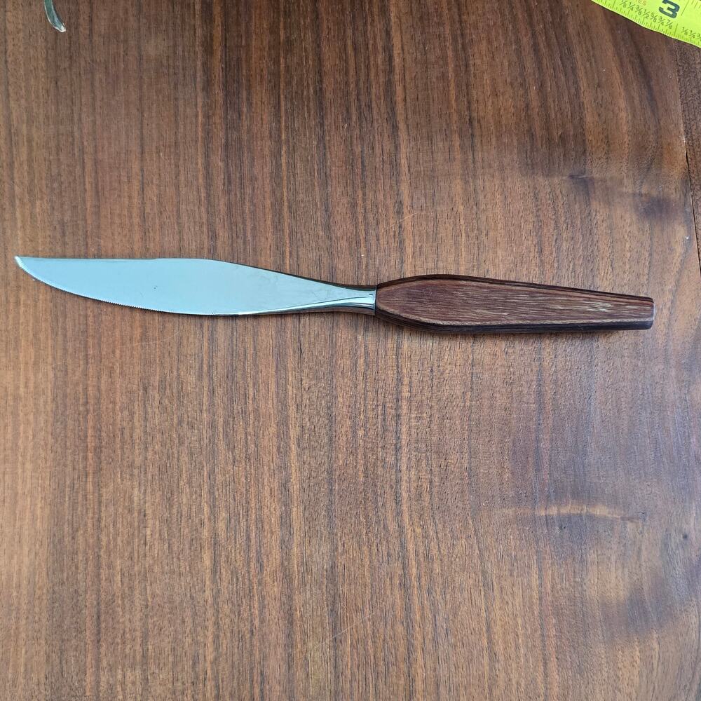 Vintage Fleetwood Designer Teak Handle Steak Butter Knife Retro Mid Century MCM